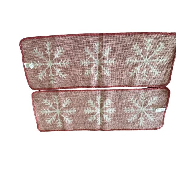 Red & White Snowflake Pattern Holiday Table Runner Set of 2 - 29" x 10" each - Picture 4 of 5